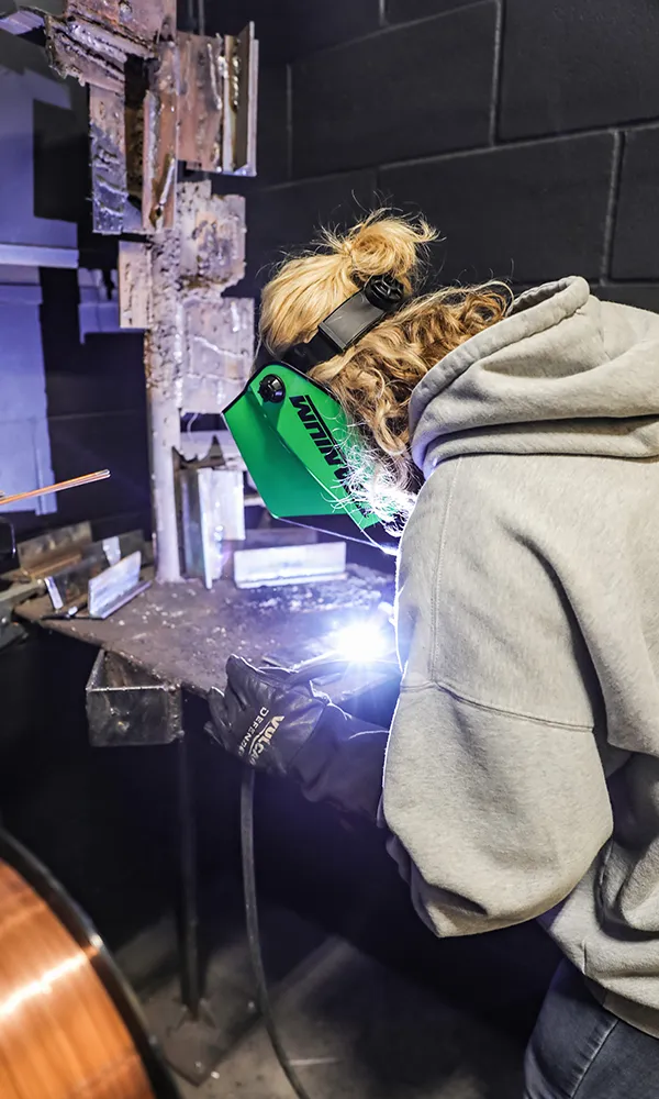 Welding student at work