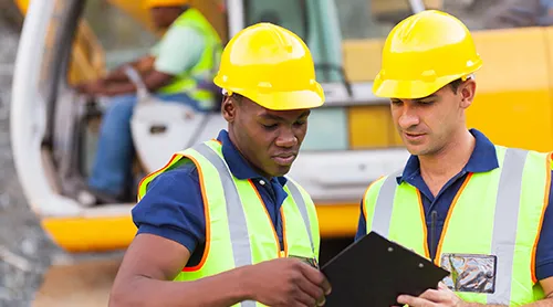 Construction site with two managers